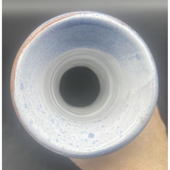 VTG Ceramic Glazed BLUE Ring Pattern Vase 9.5” Signed RARE - Picture 6 of 7